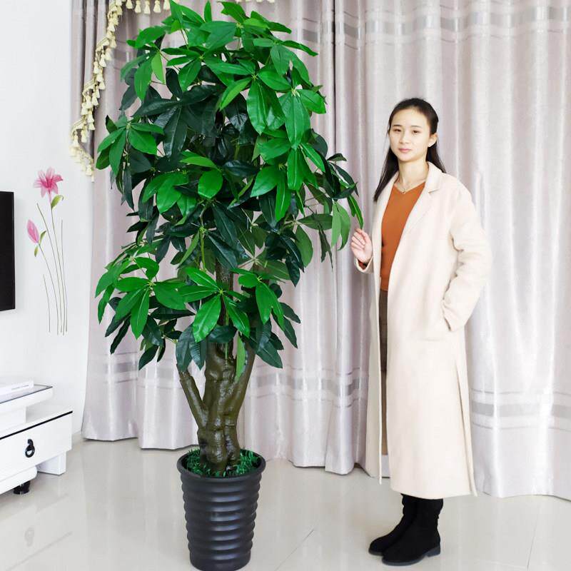 彷真发财树假花装饰植物室内假盆栽客厅花大型落地树绿植塑料盆景