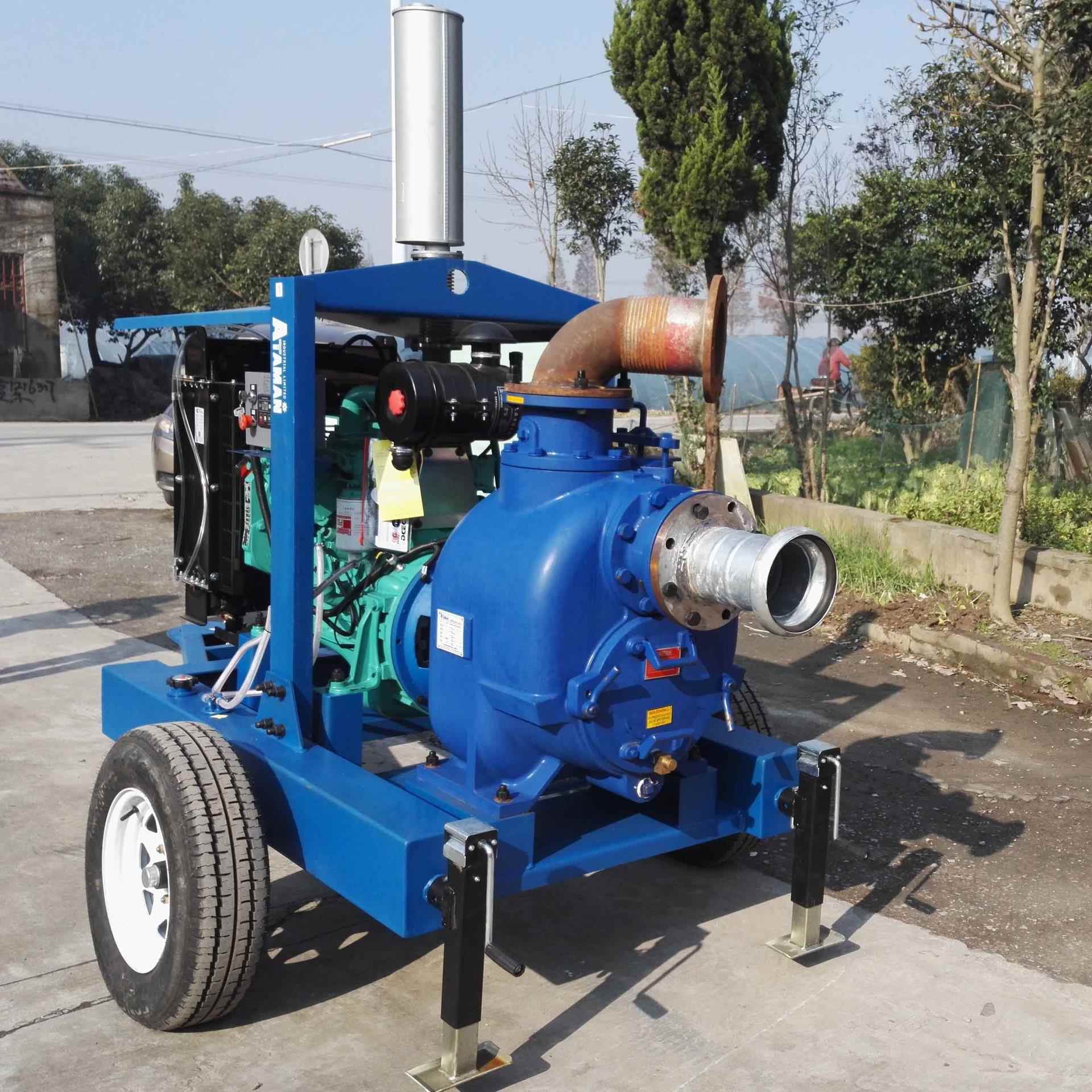 市政排污移动式自吸污水泵6寸防汛排涝移动泵车拖车式泥沙浆泵