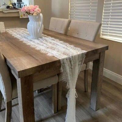 Embroidered French Lace Table Runner Elegant Pure