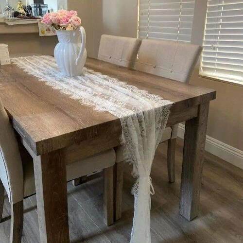 Embroidered French Lace Table Runner Elegant Pure