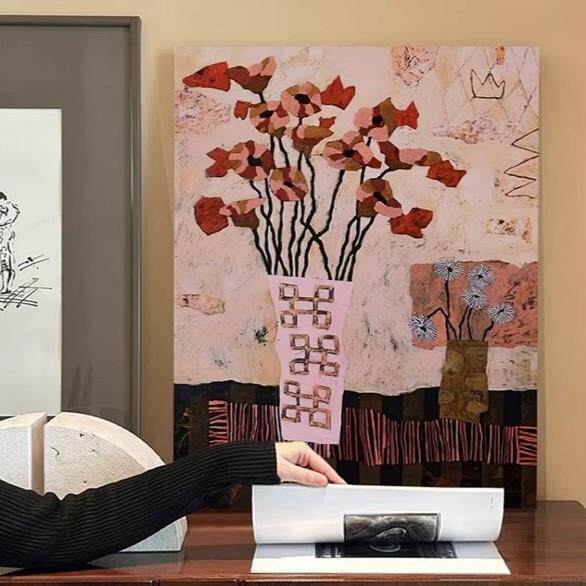中古风客厅沙发背景墙装饰画法式复古花卉卧室挂画餐厅边柜摆画