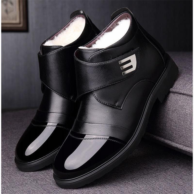 正品鞋男鞋冬保暖绒棉皮棉鞋真皮爸爸鞋男士冬鞋羊季毛高帮商务鞋