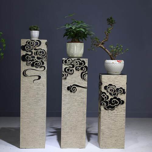 新中F758H788式落地仿古石柱客玄关家居展柱展厅装摆件底座祥云柱