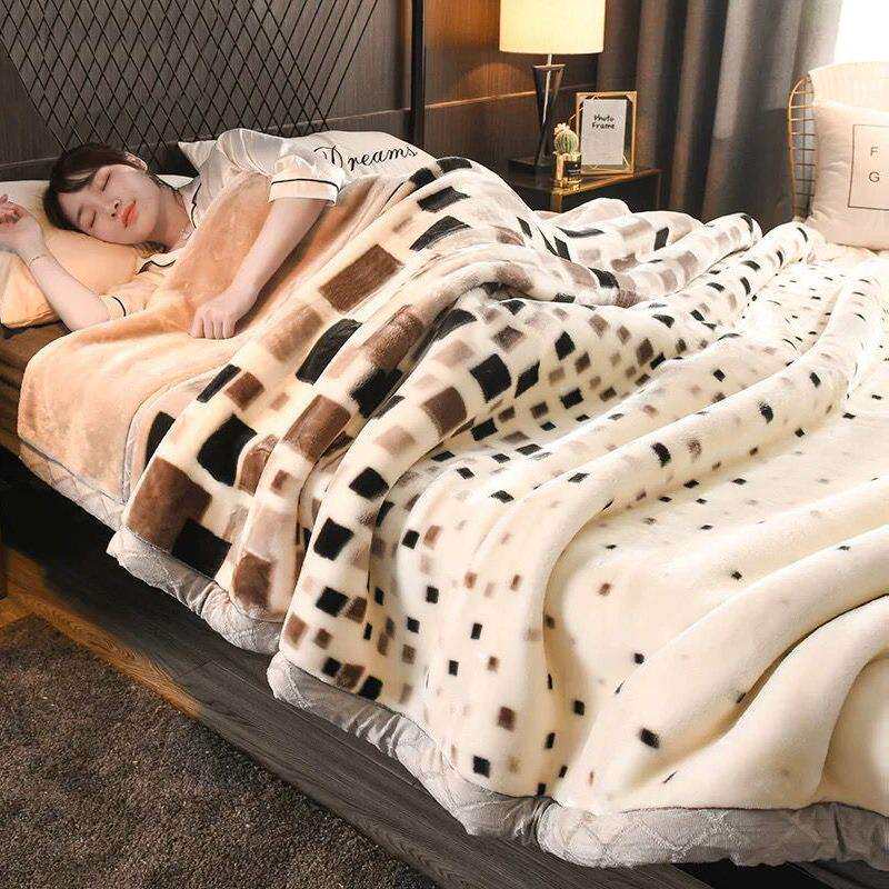 拉舍尔毛毯冬季双层加厚保暖珊瑚绒双面绒被子学生宿舍午睡盖毯子