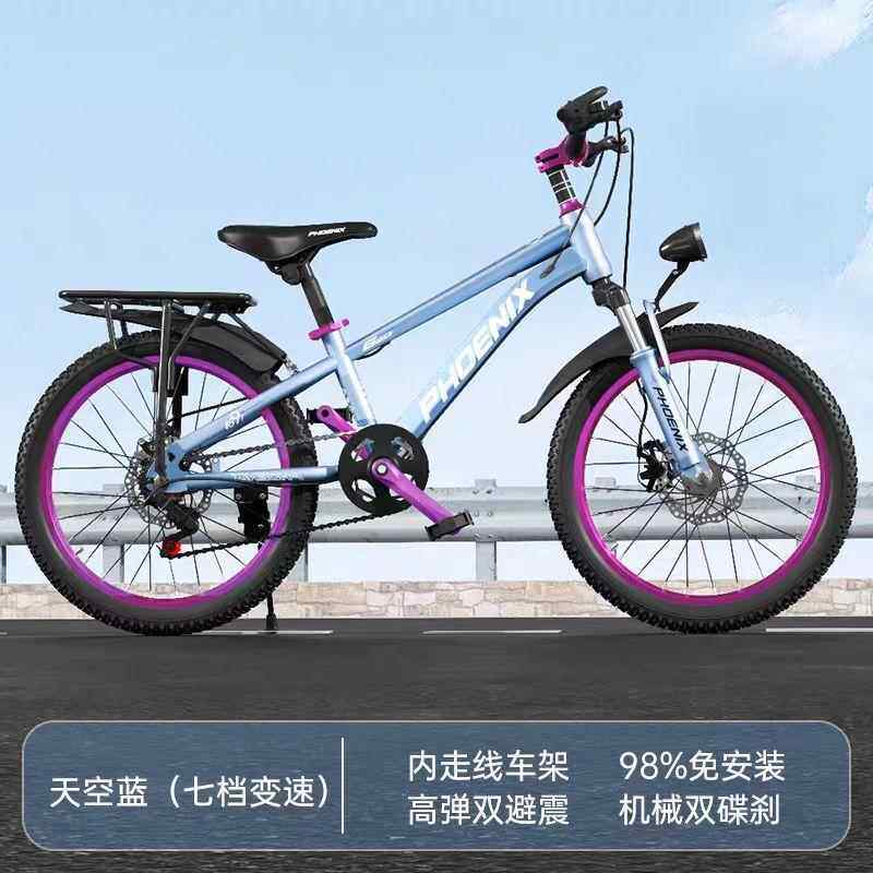 凤凰儿童登山自行车6-8-12岁男孩女小学生18/20/22寸碟煞脚踏单车