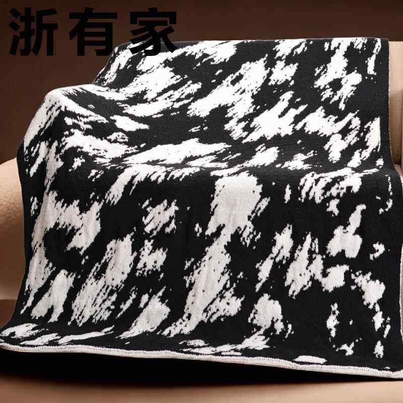 浙有家针织线毯家用保暖半边绒针织毯沙发盖毯冬季民宿搭毯云貂绒