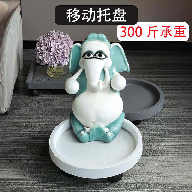 盘大万向圆形盘带尺寸接水轮可轮加厚塑料移动底座花盆滚轮轮滑托