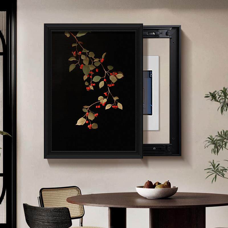 平安果》竖款电表箱装饰画遮挡高级感法式中古风弱配电箱餐厅挂画盖布配件