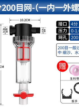 pvc水管塑料管过滤器泥沙青苔去杂质养殖农场20256管不锈钢滤网