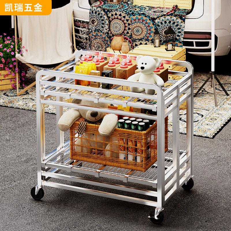 家用置物小推车可移动折叠摆摊车地摊商品展示货架宿舍收纳工具车