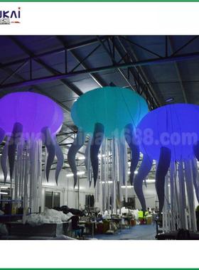 厂定制充气炫彩景灯吊光饰水母模型 背点缀装M190810-饰充气灯光