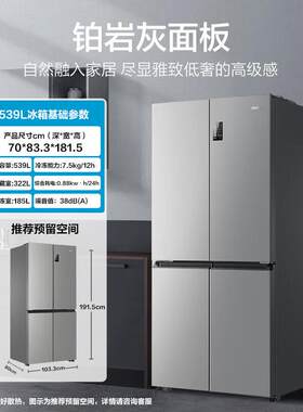 海.尔冰箱十字对开门多升数一级能效变频风冷无霜干湿分离电冰箱