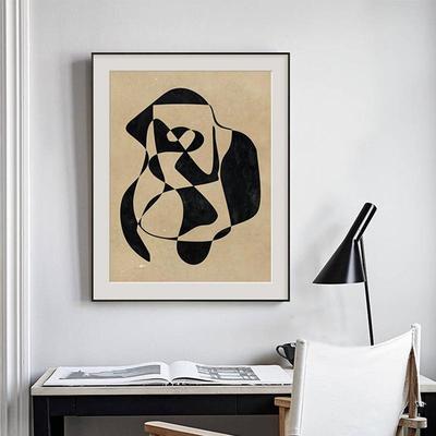 拼凑北欧抽象几何客厅装饰画黑白线条个性玄关挂画现代卧室摆画