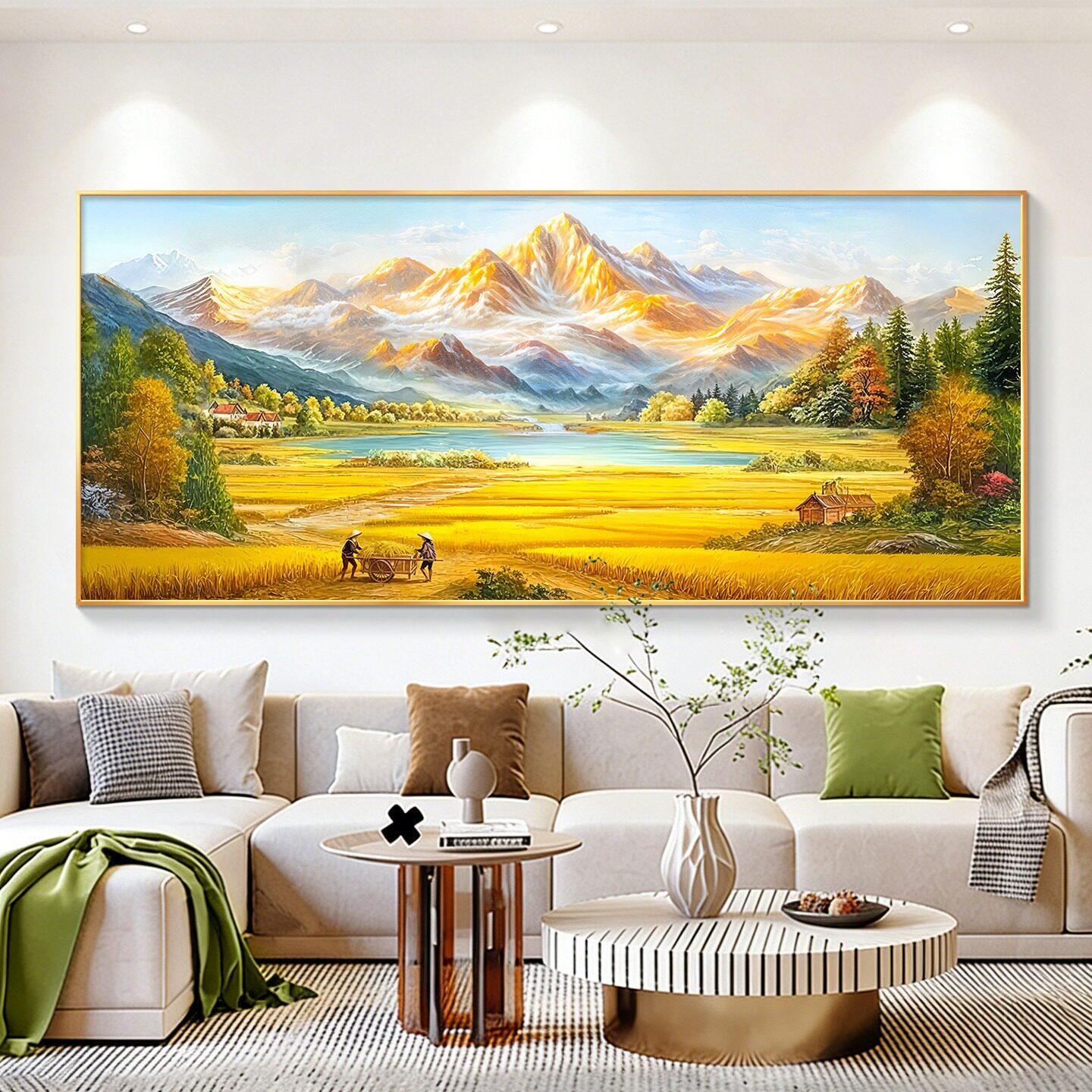 金山丰收图客厅装饰画聚宝盆山水画沙发背景挂画高级感餐厅墙壁画