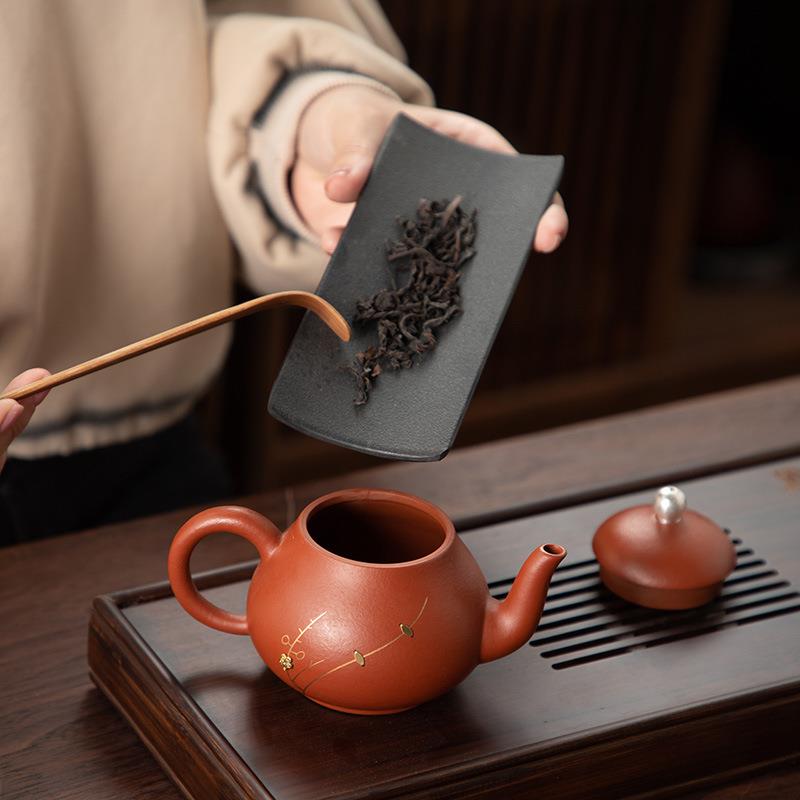 德化陶瓷【茶壶】梨形壶160ml/紫砂/锔钉/鎏银/全瓷滤孔/入门精工