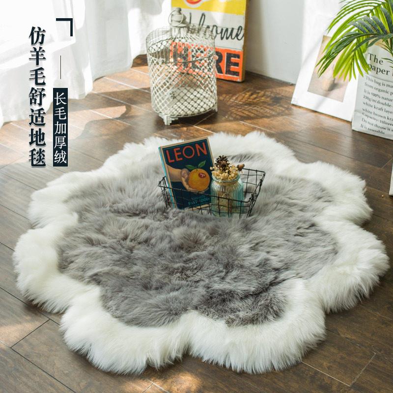毛绒圆型地垫彷羊毛儿童地垫书房女孩卧室床边房间布置圆形加厚