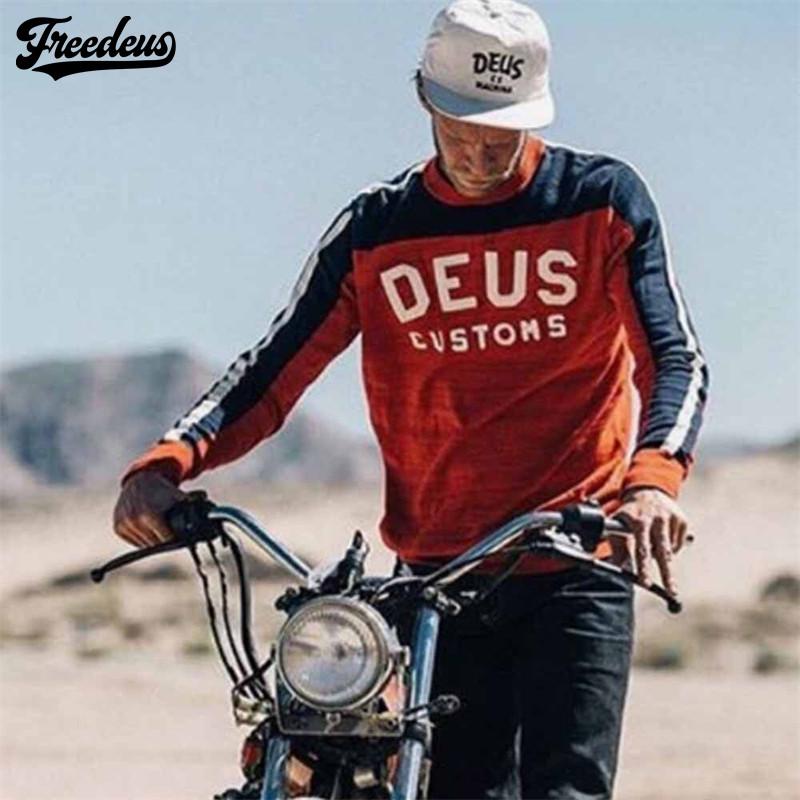 Deus复古摩托车越野服速干排汗长袖机车赛车服林道速降骑行服T恤