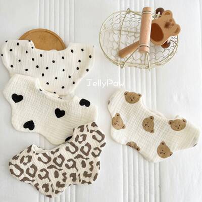 口水巾男宝宝一岁以上ins宝宝6层纯棉纱布花型围嘴婴儿新生儿防吐