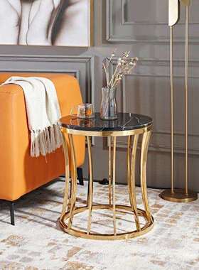 HMAAM-AC1705不锈钢圆几钢化玻璃茶几客厅沙发组合电话