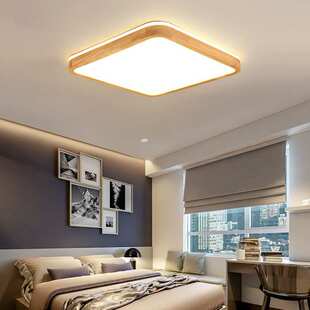 超薄led吸顶灯 卧室灯原木房间圆形简约现代客厅北欧餐厅实木灯具