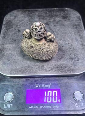 工艺品仿古古玩白铜镀银鼻烟壶古代双凤鼻烟壶摆件