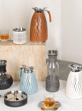 梵茜北欧现代天湖蓝色食用级304不锈钢保温壶冷水壶桌面实用摆件