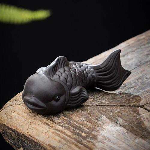 Purple Clay Carp Tea Pet Wealth-Raising Zen Tea Set