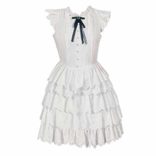 甜美公主蛋糕裙连衣裙女蓬蓬裙 韩系学院风小飞袖 现货 未闻花名