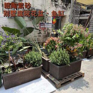 景马落花盆方特绿形土陶盆号台院阳庭长植盆栽槽树大花瓷地陶盆