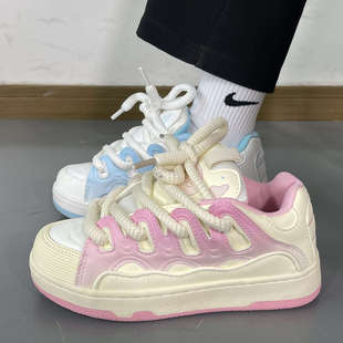 男鞋ins潮流鸳鸯板鞋厚底面包鞋情侣港风小众学生百搭运动休闲鞋