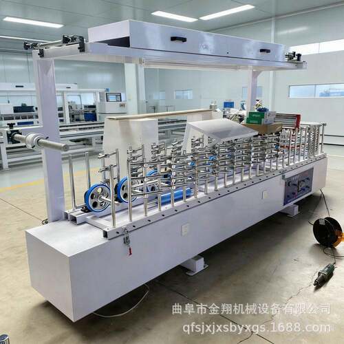 管铝型材铝圆棒皮包覆机JX-600自动革滚胶PVC阴阳圆角护角条粘网