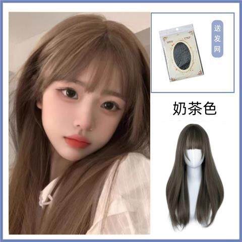 正品纤佳人冷棕色假发女长发长然直发全全头套式日常圆脸自韵彷真