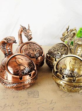 狮子王烟灰缸金属彩绘装饰摆件