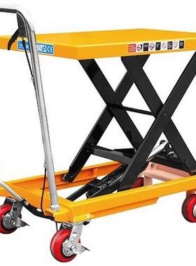 长沙手动平台车500kg升高900mm单剪式手推液压升降平台车PT500A