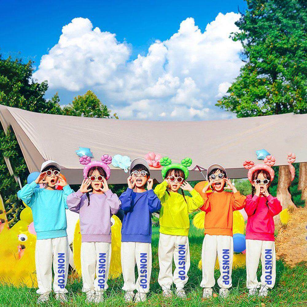 儿童啦啦队演出服糖果色卫衣幼儿园合唱班服运动会啦啦操表演服装