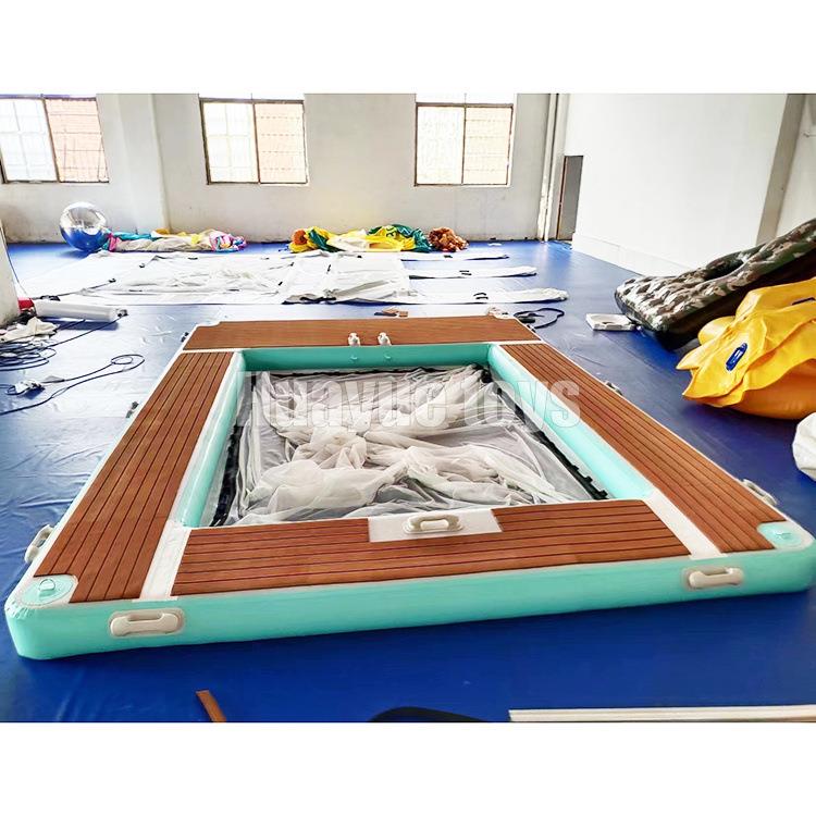 薄荷绿游泳池带网水池海上带座椅游艇充气躺椅沙发水上浮台