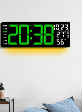 1钟7.3寸客厅挂钟多功能L6ED电子湿钟大尺寸闹温度时钟6669氛围灯