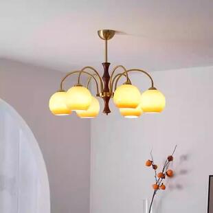 中古客厅吊灯复古厅卧室包豪640斯日式 美诧寂风柿子玻璃大餐厅主