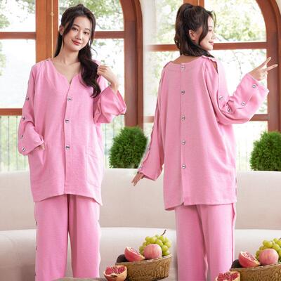 高档加厚艾灸服纯棉前后开衫中医理疗专用衣服前后开扣开背裤开叉