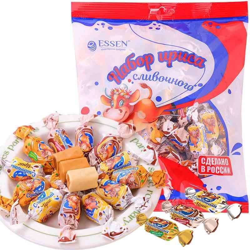俄罗斯糖果原装进口巧克力味夹心奶糖混合口味花生糖喜糖零食袋装