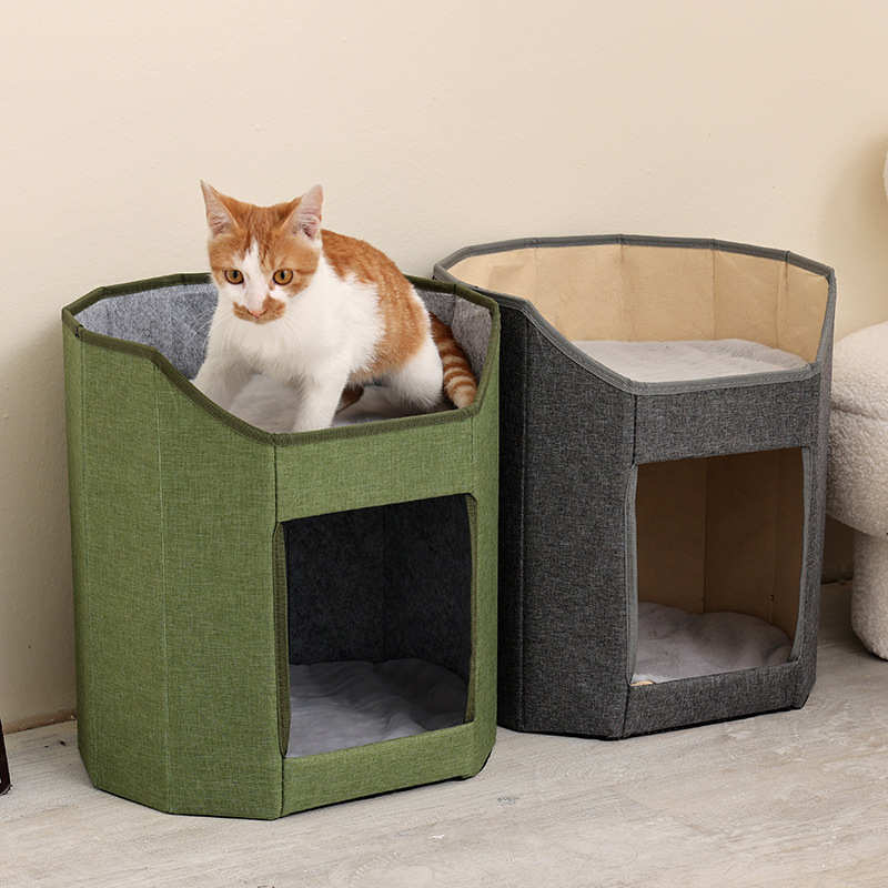 现货流浪猫狗猫屋四季通用双层圆形猫房子折叠便携猫窝猫别墅