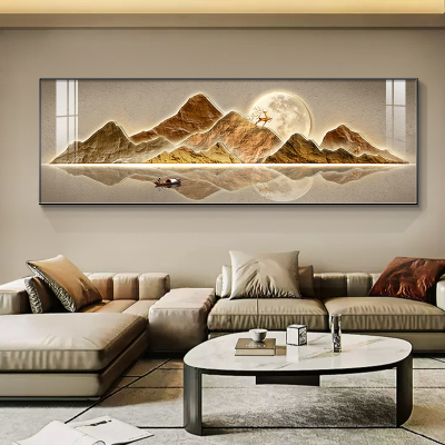 沙发背景墙装饰画墙壁客厅画轻奢高级感挂画背有靠山横幅卧室壁画