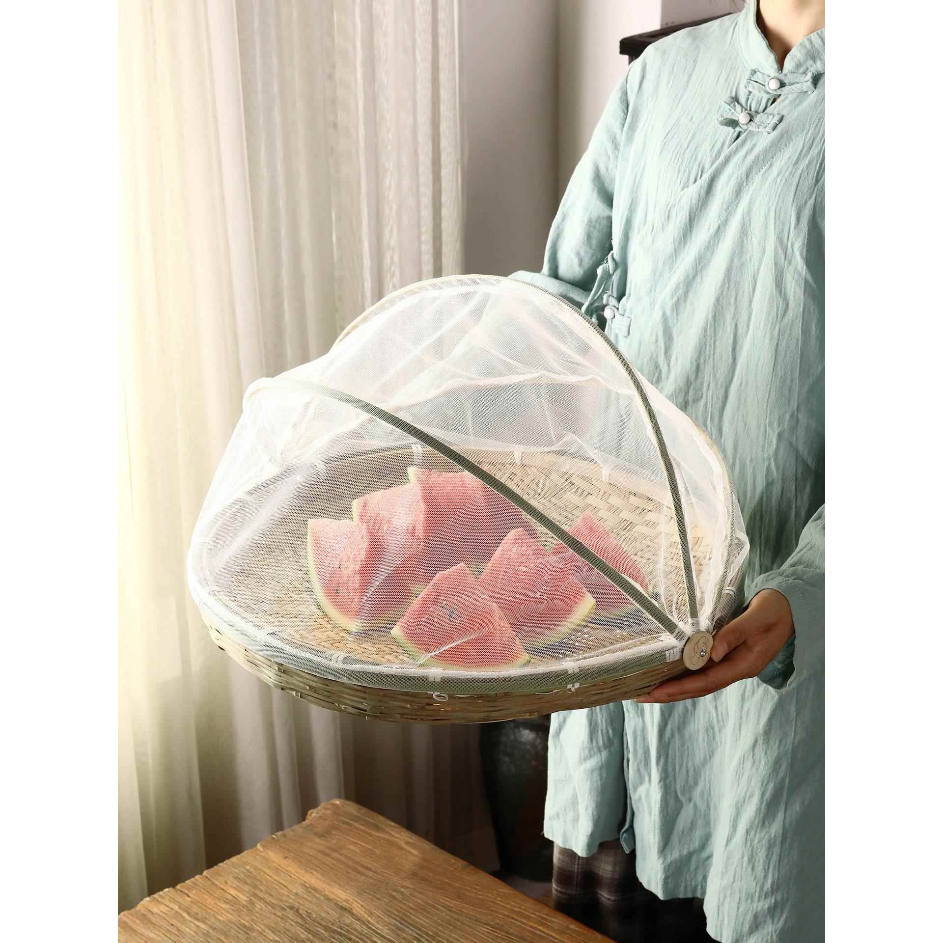 采购产品有网盖的竹编制品,家用防蝇竹篮,农家馒头篮,水果篮,