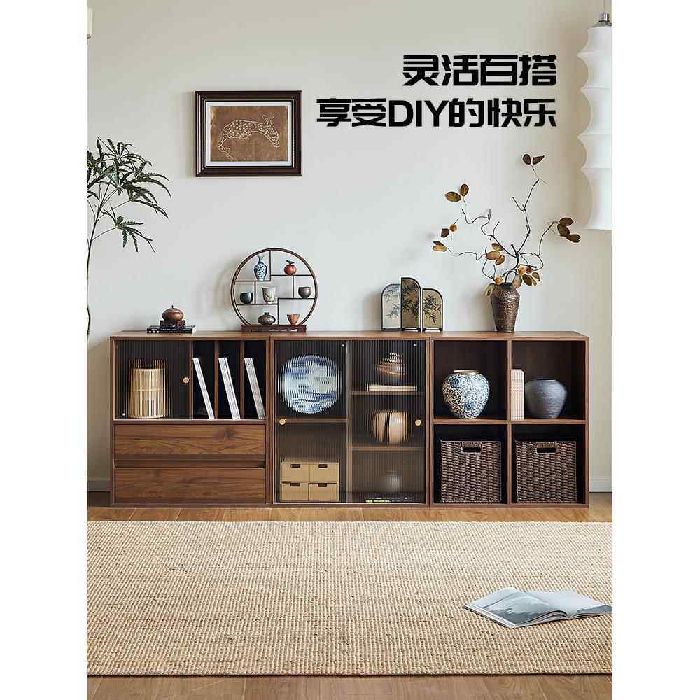三友木覆古半墙边柜自由组合书柜组合柜黑胡桃木落地低柜客厅储物,住宅家具,单个书柜,淘宝优惠券,粉丝福利购,淘宝优惠卷
