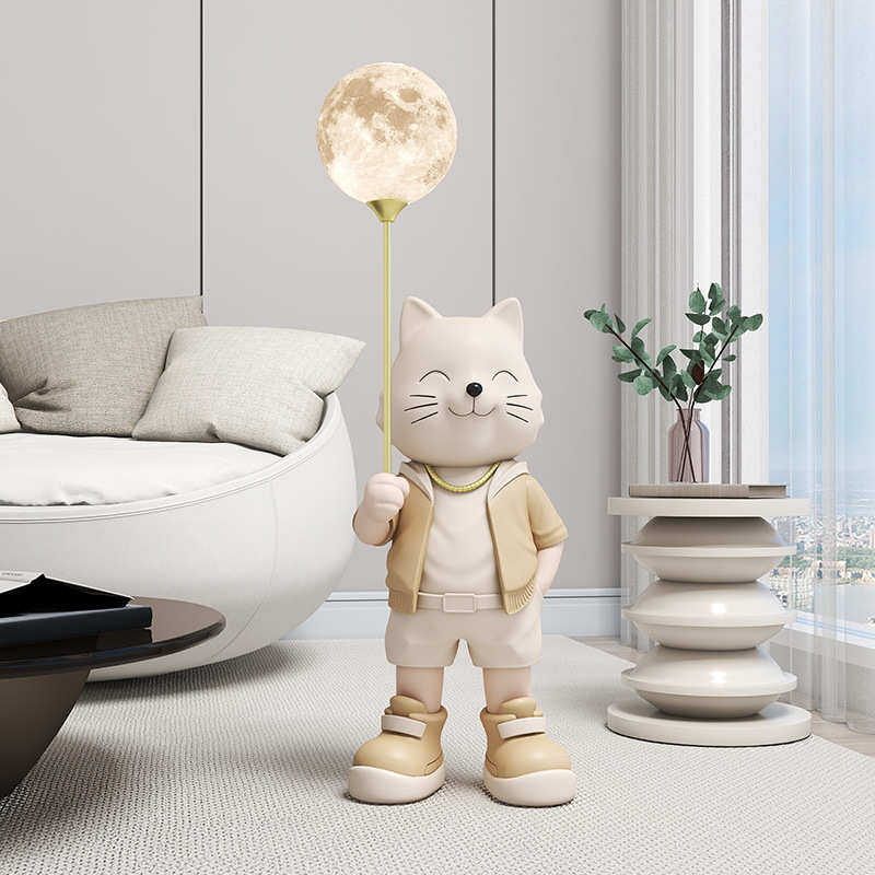 创意熊客厅大型摆件电视柜旁边落地灯卡通装饰品托盘乔迁开业礼品