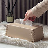 感黑色皮革编织纸巾盒客厅茶几轻奢抽纸盒餐桌装 饰品摆件