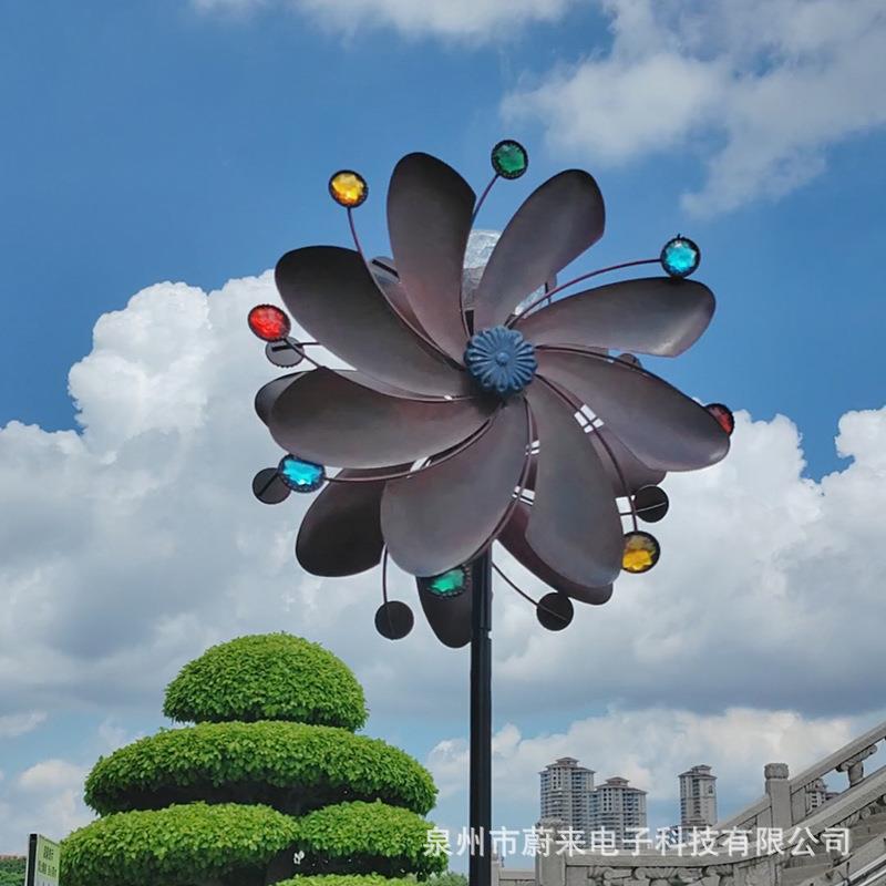 户外庭院花园露台景观装饰摆件草坪地插灯院子布置太阳能风车