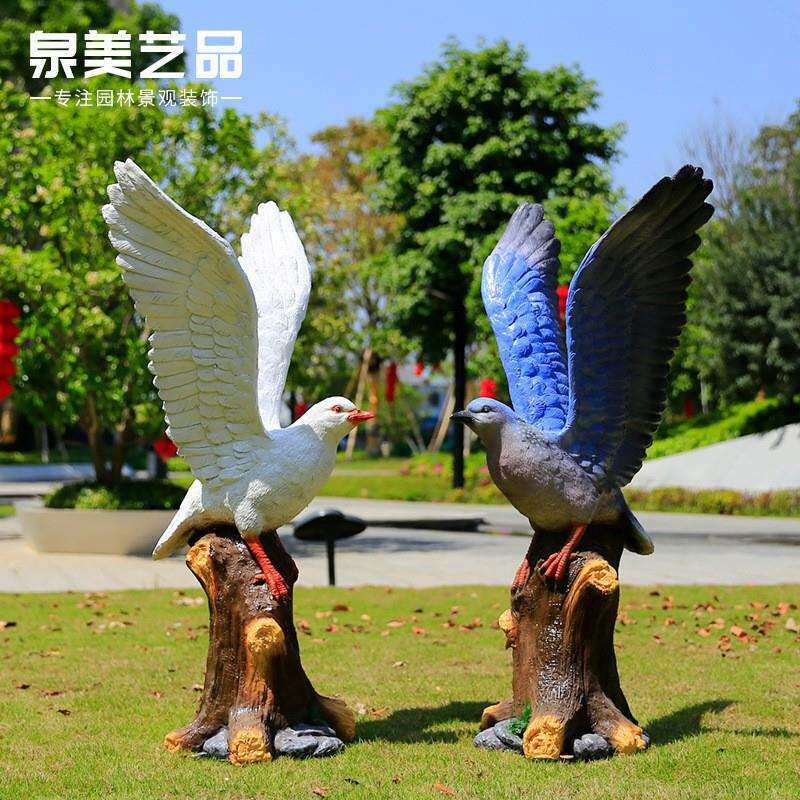 仿真猫头鹰老鹰鸟类摆件玻璃钢动物雕塑花园庭院户外园林景观装饰