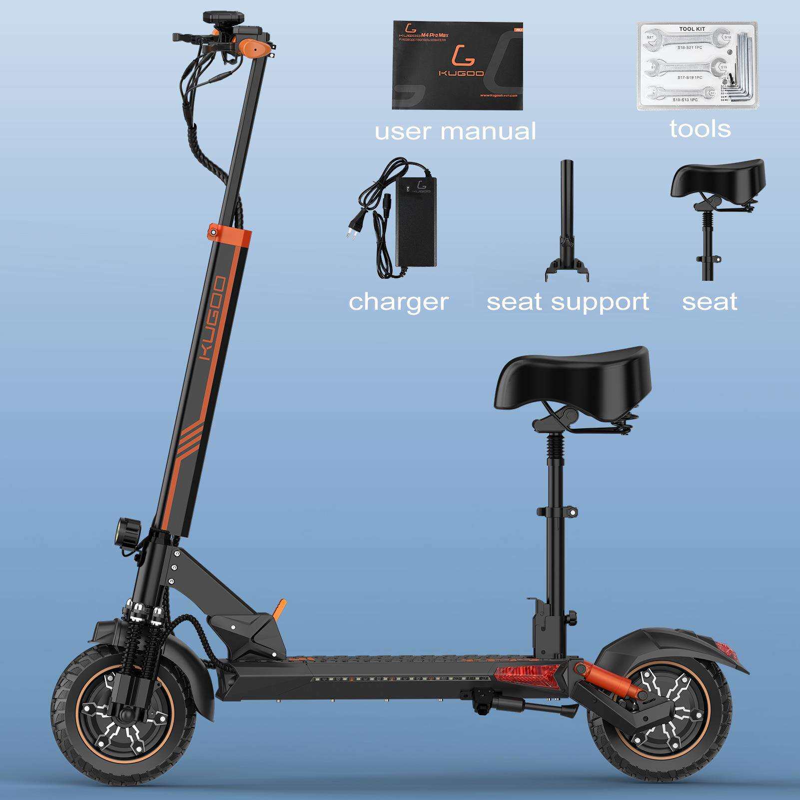 KUGOO M4 PRO MAX 48v电动滑板车成人600瓦电机60公里范围49公里/
