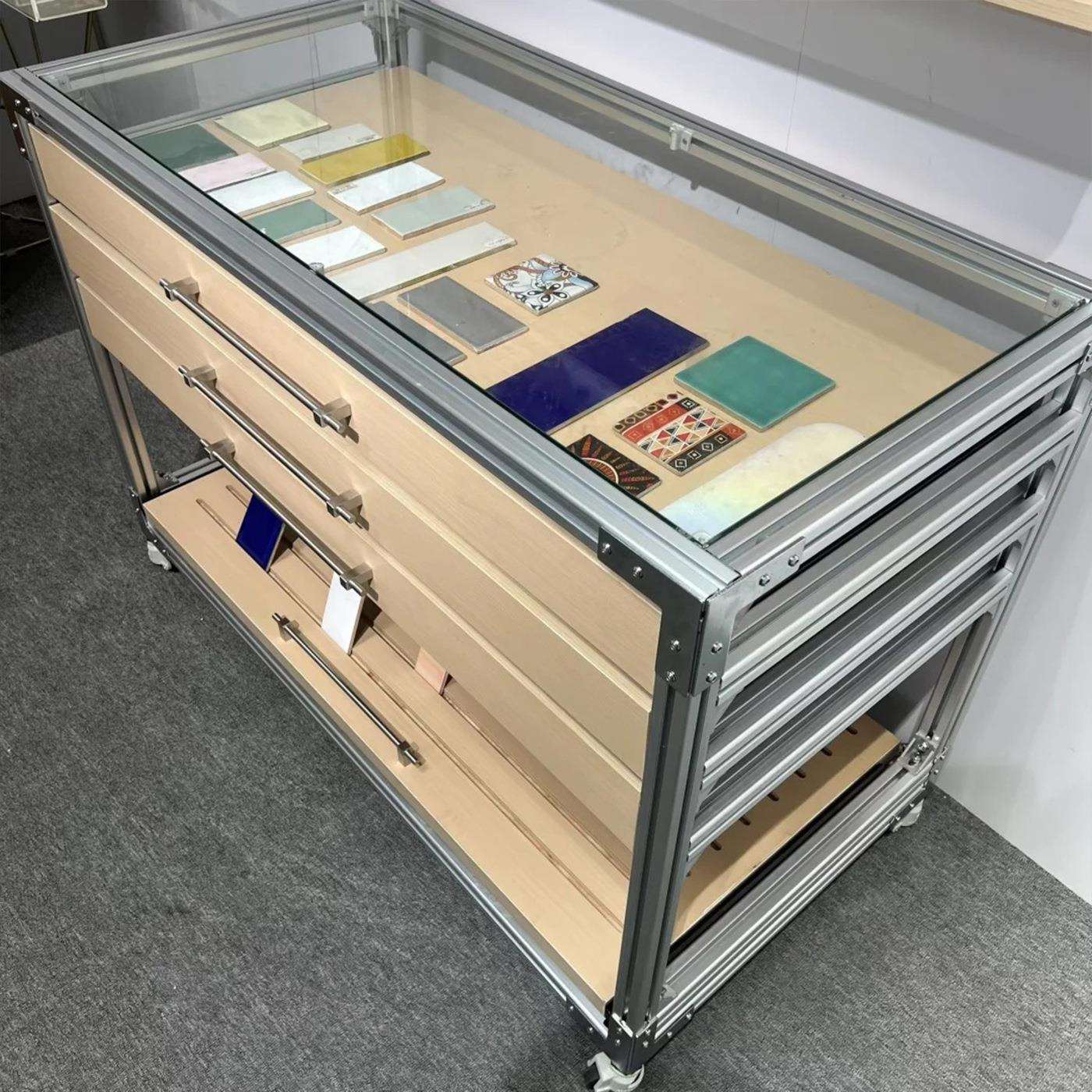 型材展柜示647商店铺海洋板展示用架物品收纳柜色卡储物柜铝货柜